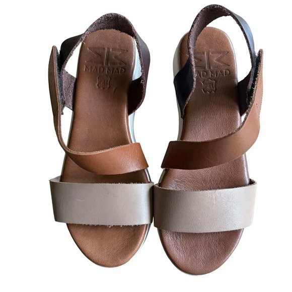 Mad Mad Shoes - MAD MAD Leather Sandals Strappy Ankle  Made in Spain Brown SZ‎ EU 35; US 5